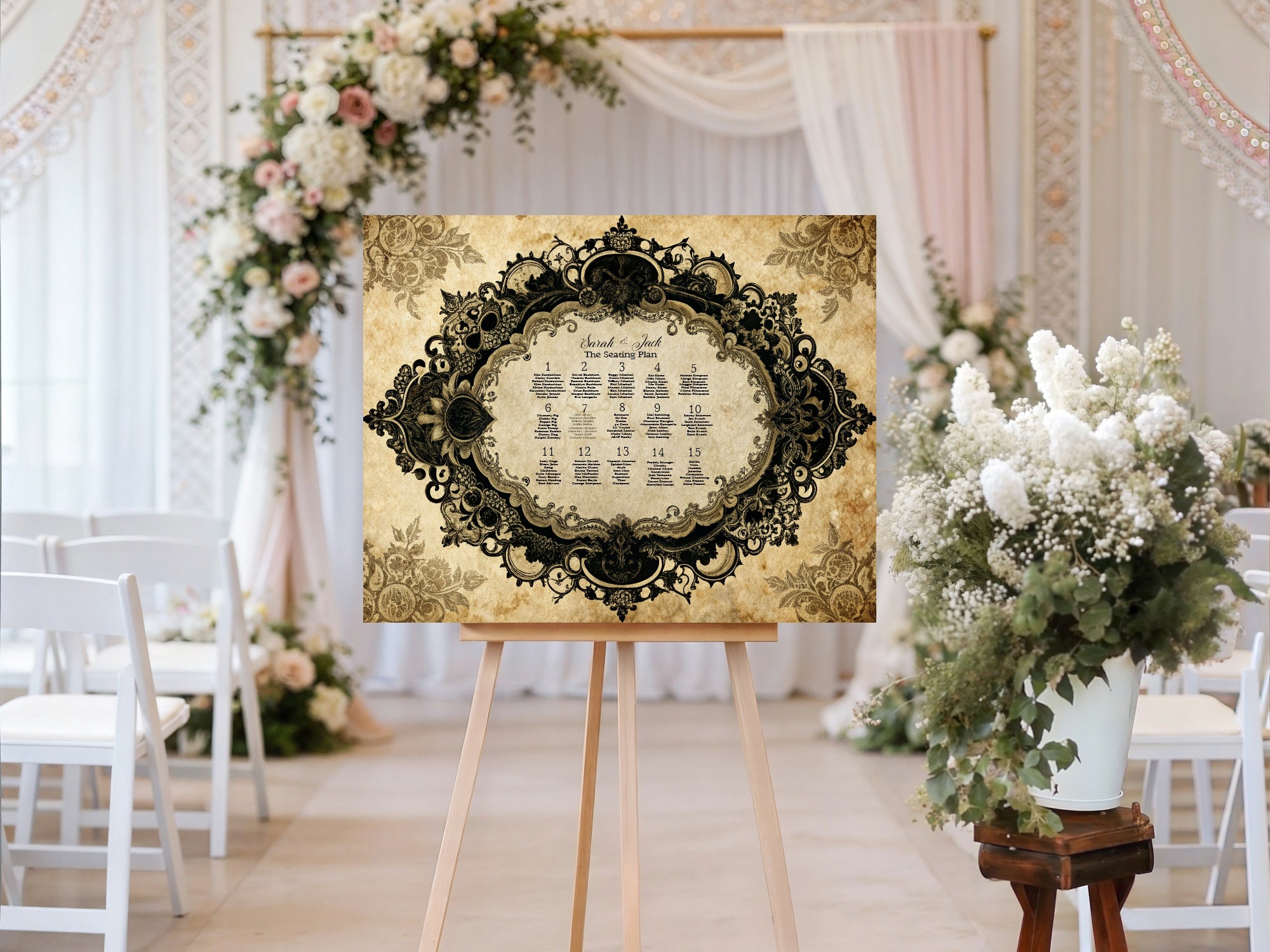 Black Lace Oval Frame Essentials Wedding Signage Bundle