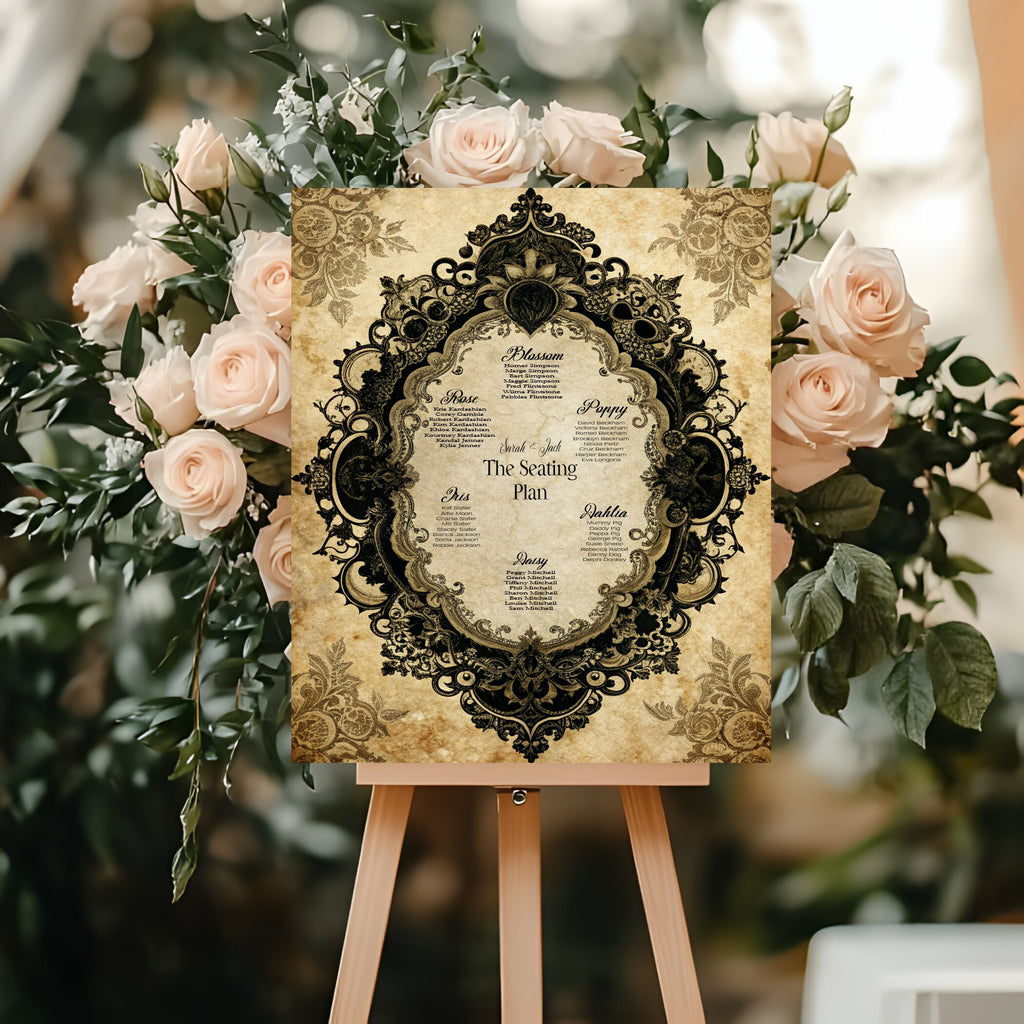 Black Lace Oval Frame Essentials Wedding Signage Bundle