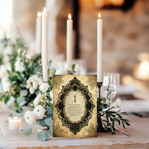 Black Lace Oval Frame Wedding Individual Table Plan Sign