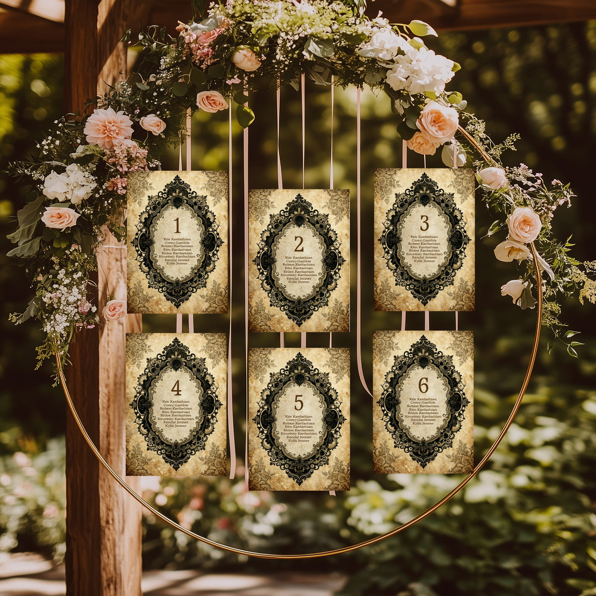 Personalised Black Lace Oval Frame Wedding Sign | Custom Wording