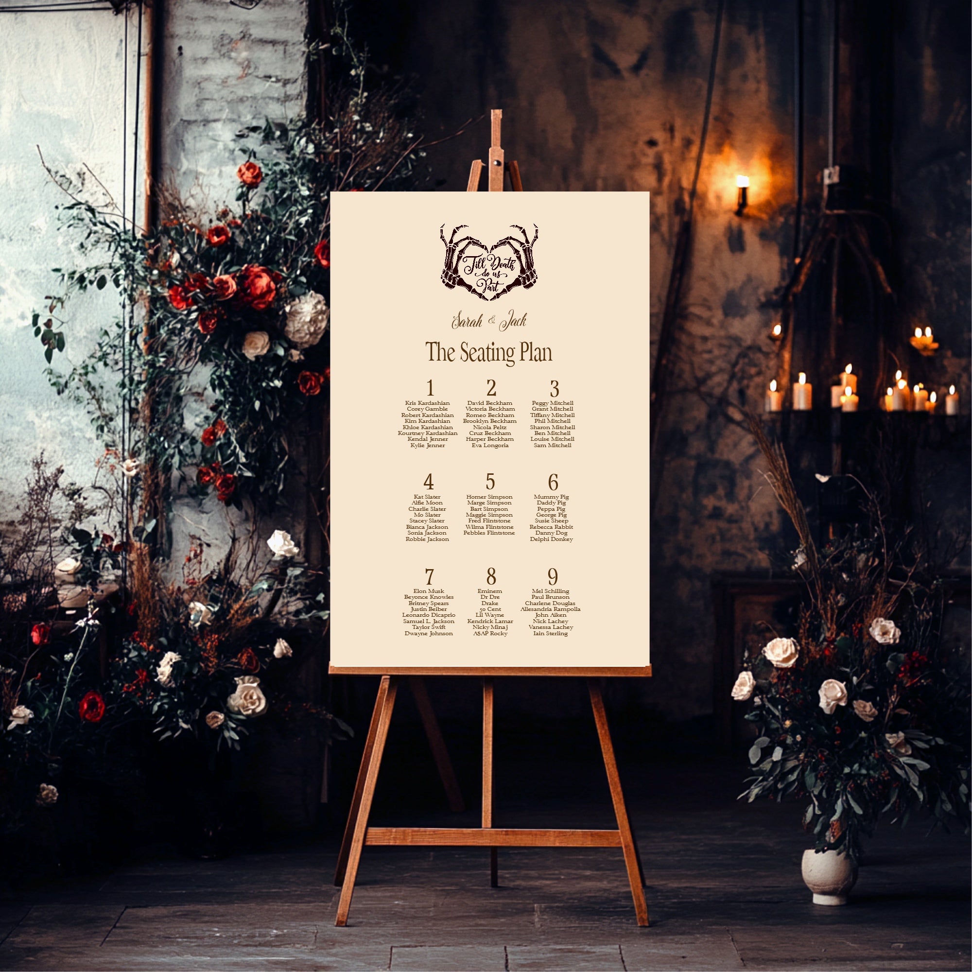 The Lovers Tarot Wedding Seating Plan | Beige