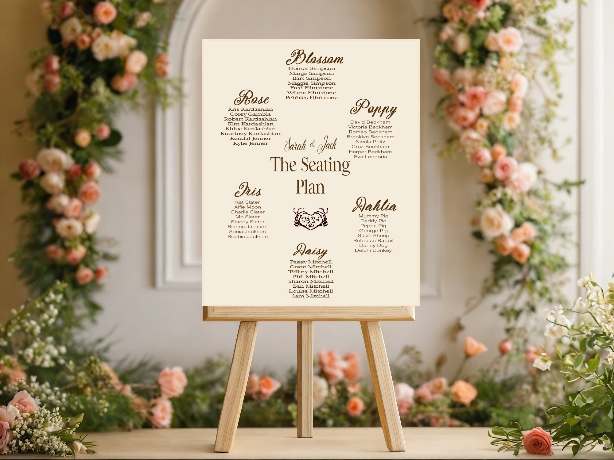 The Lovers Tarot Wedding Seating Plan | Beige