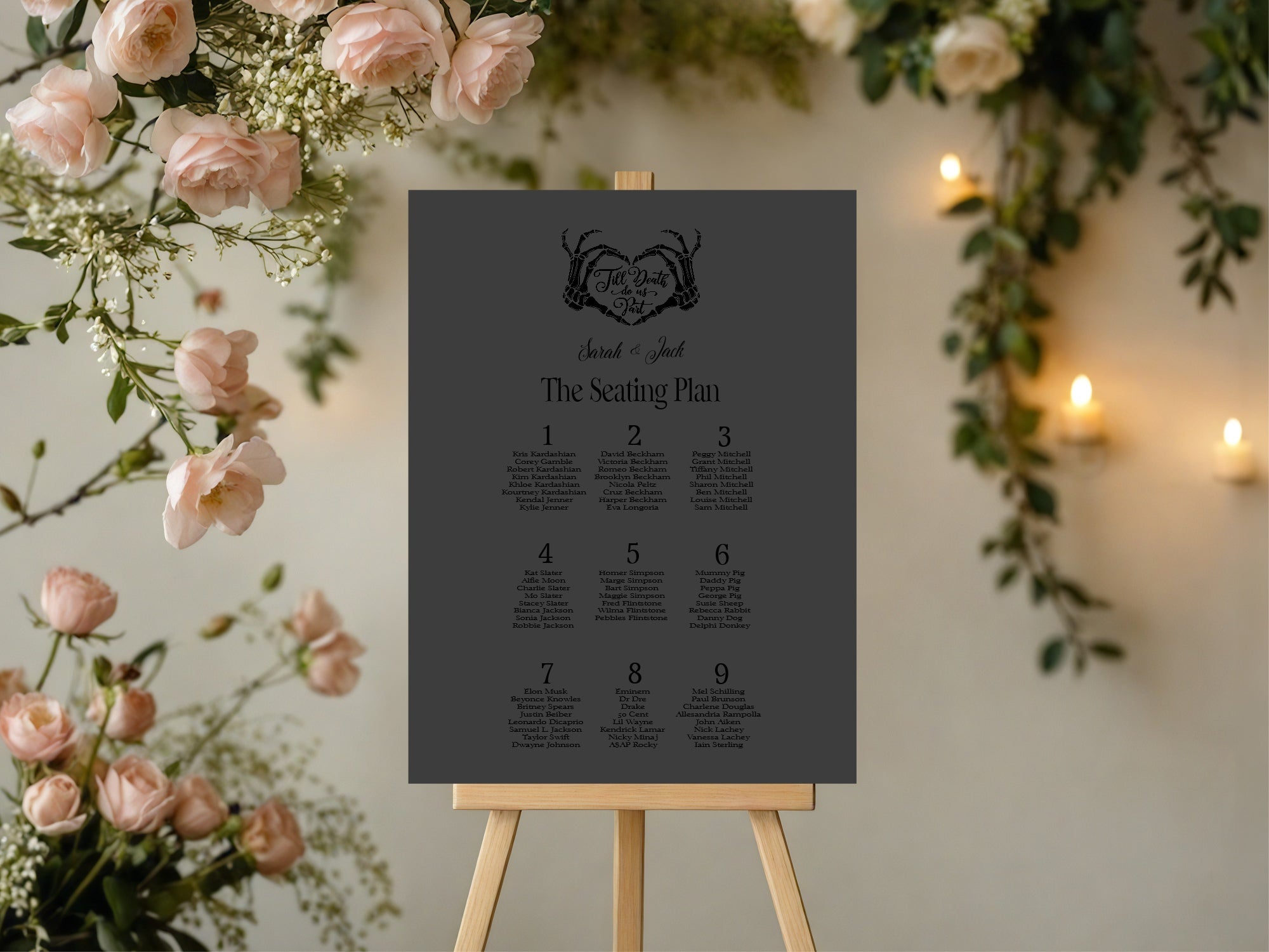 The Lovers Tarot Wedding Seating Plan | Charcoal