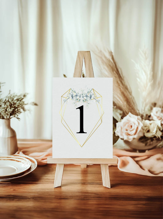 Eucalyptus Pack of Table Number Wedding Party Signs