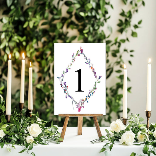 Wild Flowers Pack of Table Number Wedding Signs