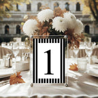 Black & White Stripe Pack of Table Number Wedding Party Signs - Larosier Prints