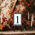 Black & White Stripe Pack of Table Number Wedding Party Signs - Larosier Prints