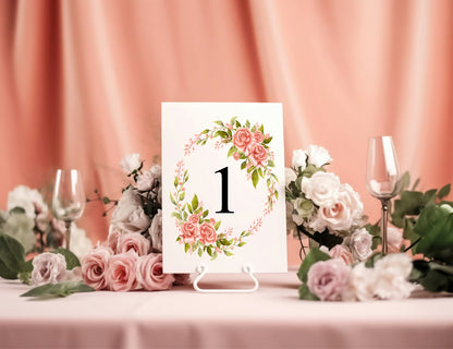 Pink Rose Table Plan Wedding Sign