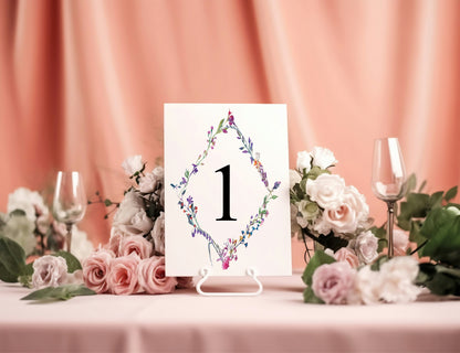 Wild Flowers Pack of Table Number Wedding Signs