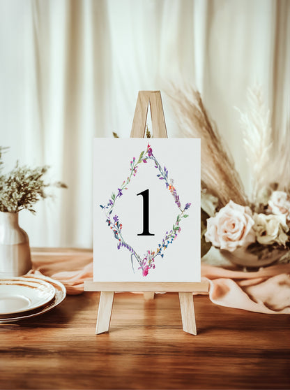 Wild Flowers Pack of Table Number Wedding Signs