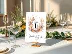 Boho Pack of Personalised Table Number Wedding Party Signs - Larosier Prints