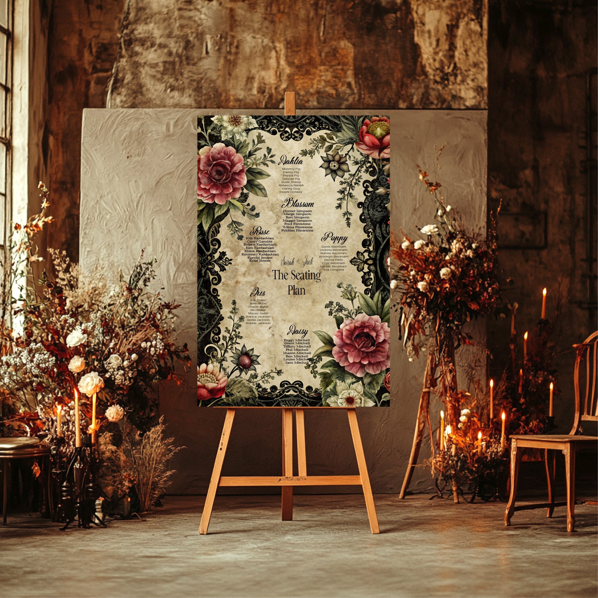 Gothic Floral Complete Wedding Signage Bundle