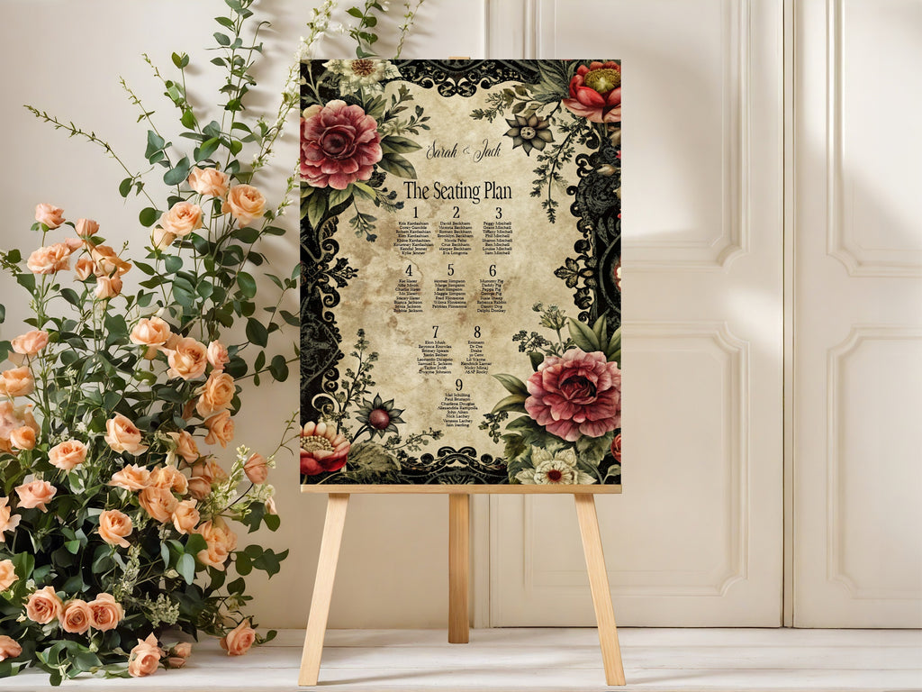 Gothic Floral Essentials Wedding Signage Bundle