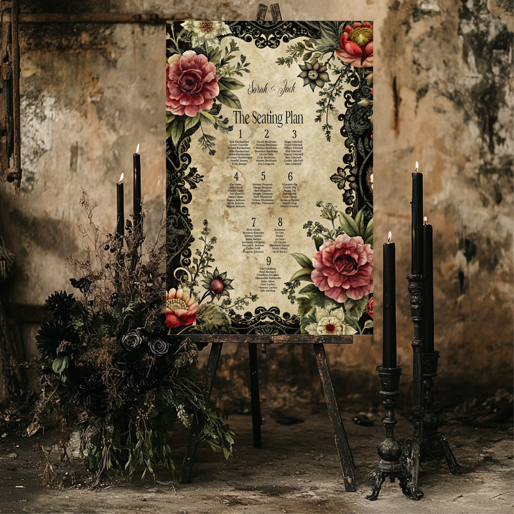 Gothic Floral Essentials Wedding Signage Bundle