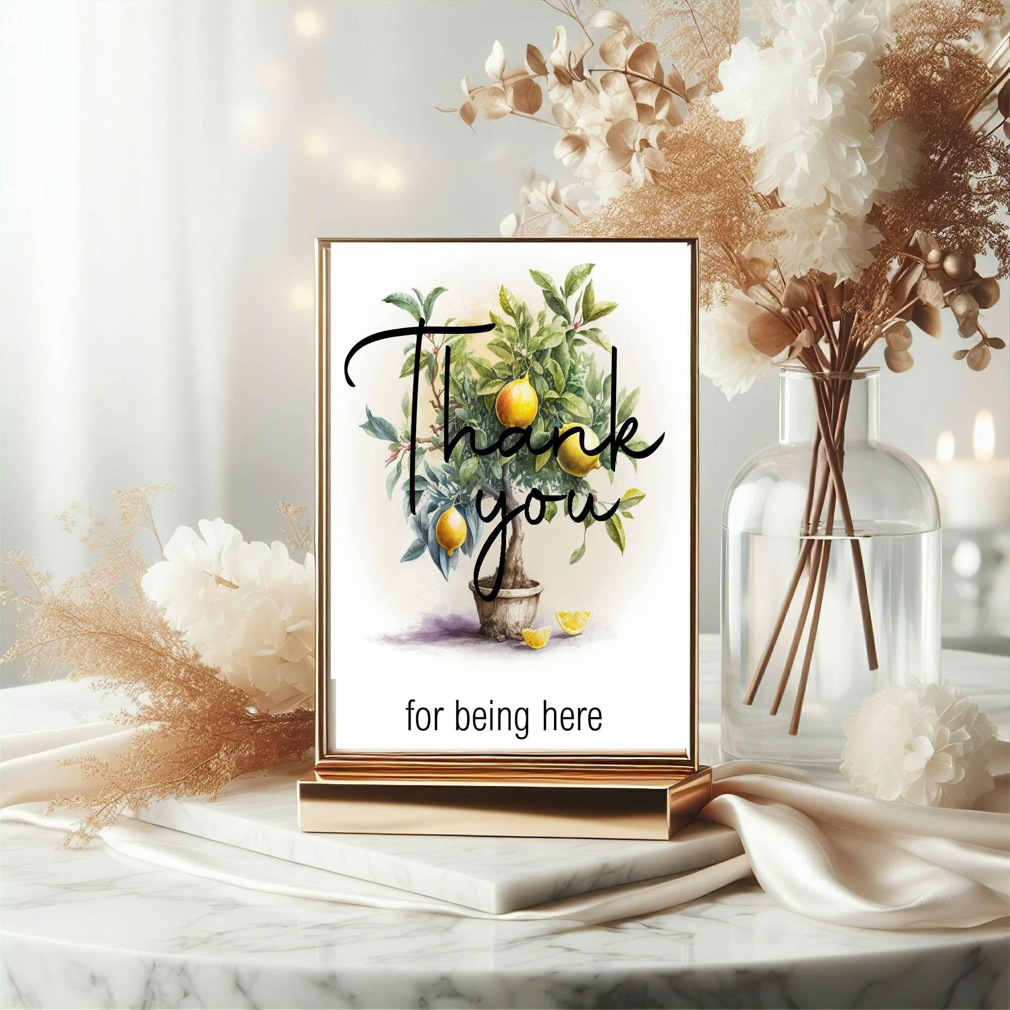Lemon Tea Thank You Baby Shower Party Sign - Larosier Prints