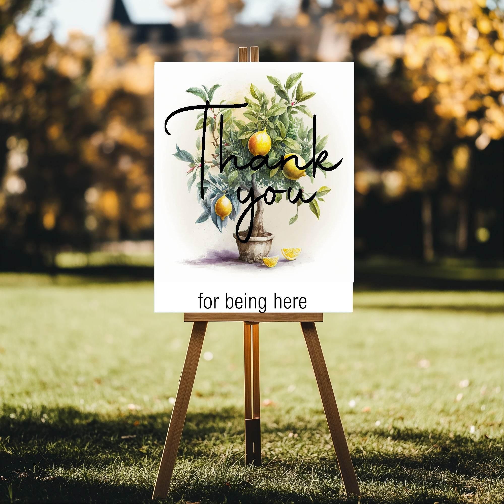 Lemon Tea Thank You Baby Shower Party Sign - Larosier Prints
