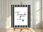 Black and White Stripe Thank You Baby Shower Party Sign - Larosier Prints