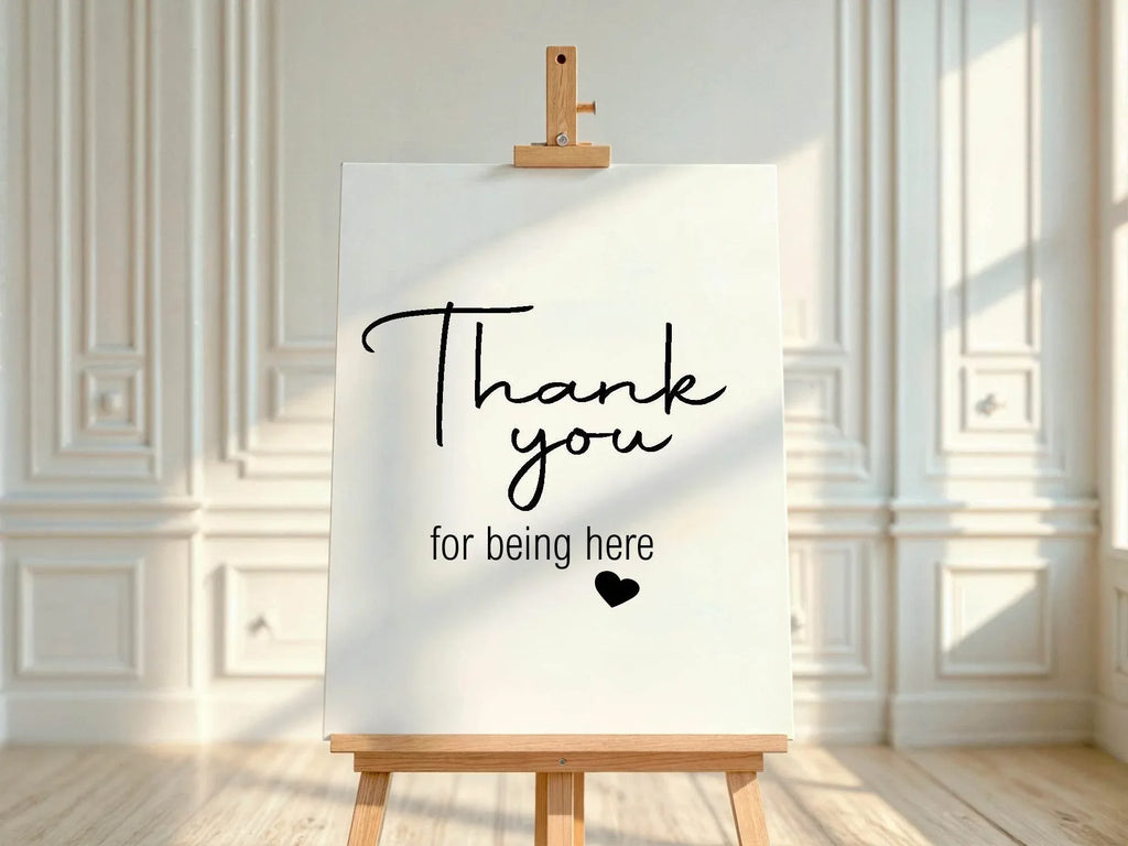 Minimalist Thank You Baby Shower Party Sign | Black & White - Larosier Prints