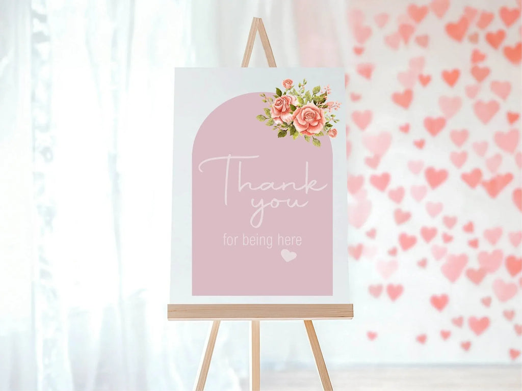 Baby In Bloom Thank You Baby Shower Party Sign - Larosier Prints