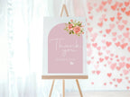 Baby In Bloom custom baby shower party sign example: Baby In Bloom Thank You Baby Shower Party Sign