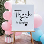 Minimalist Thank You Baby Shower Party Sign | Black & White - Larosier Prints