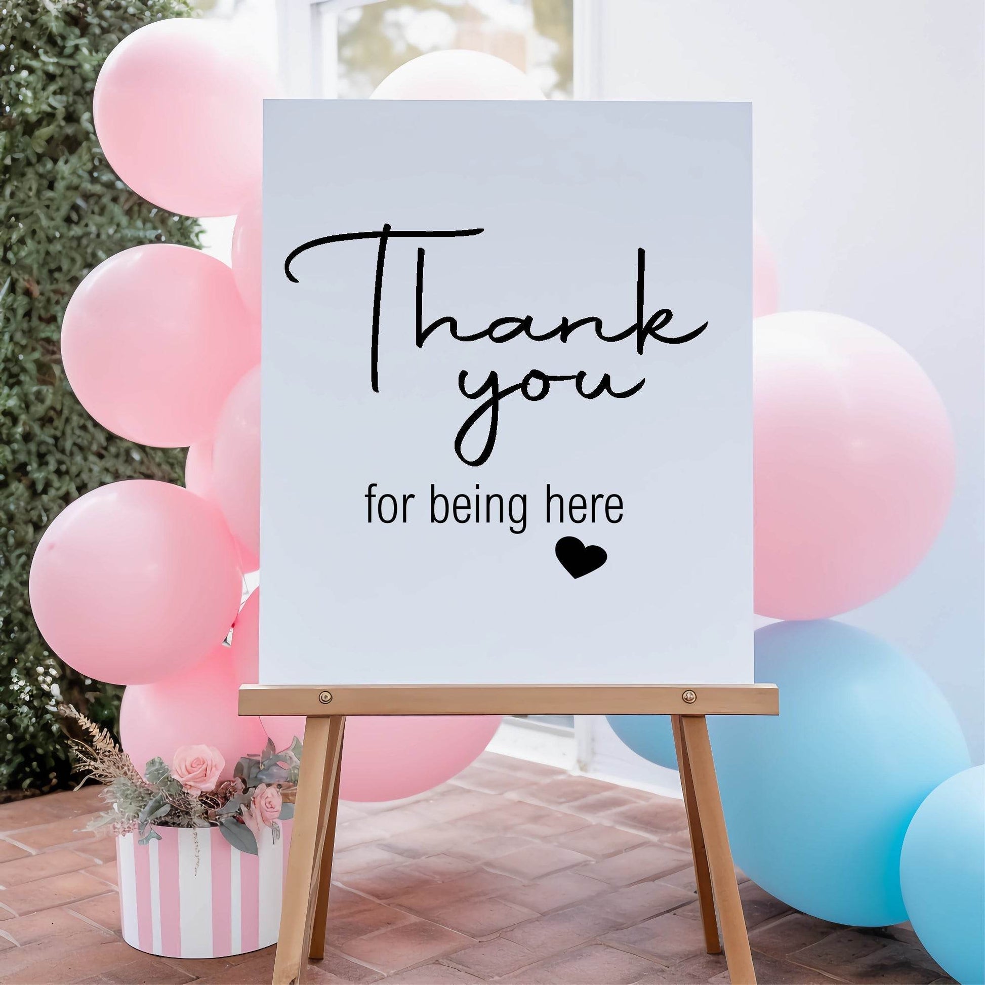 Minimalist Thank You Baby Shower Party Sign | Black & White