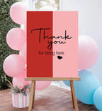 Red & Pink Thank You Baby Shower Party Sign - Larosier Prints