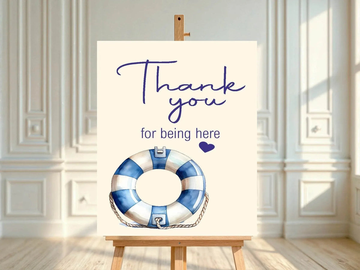 Nautical custom baby shower party sign example: Nautical Thank You Baby Shower Party Sign