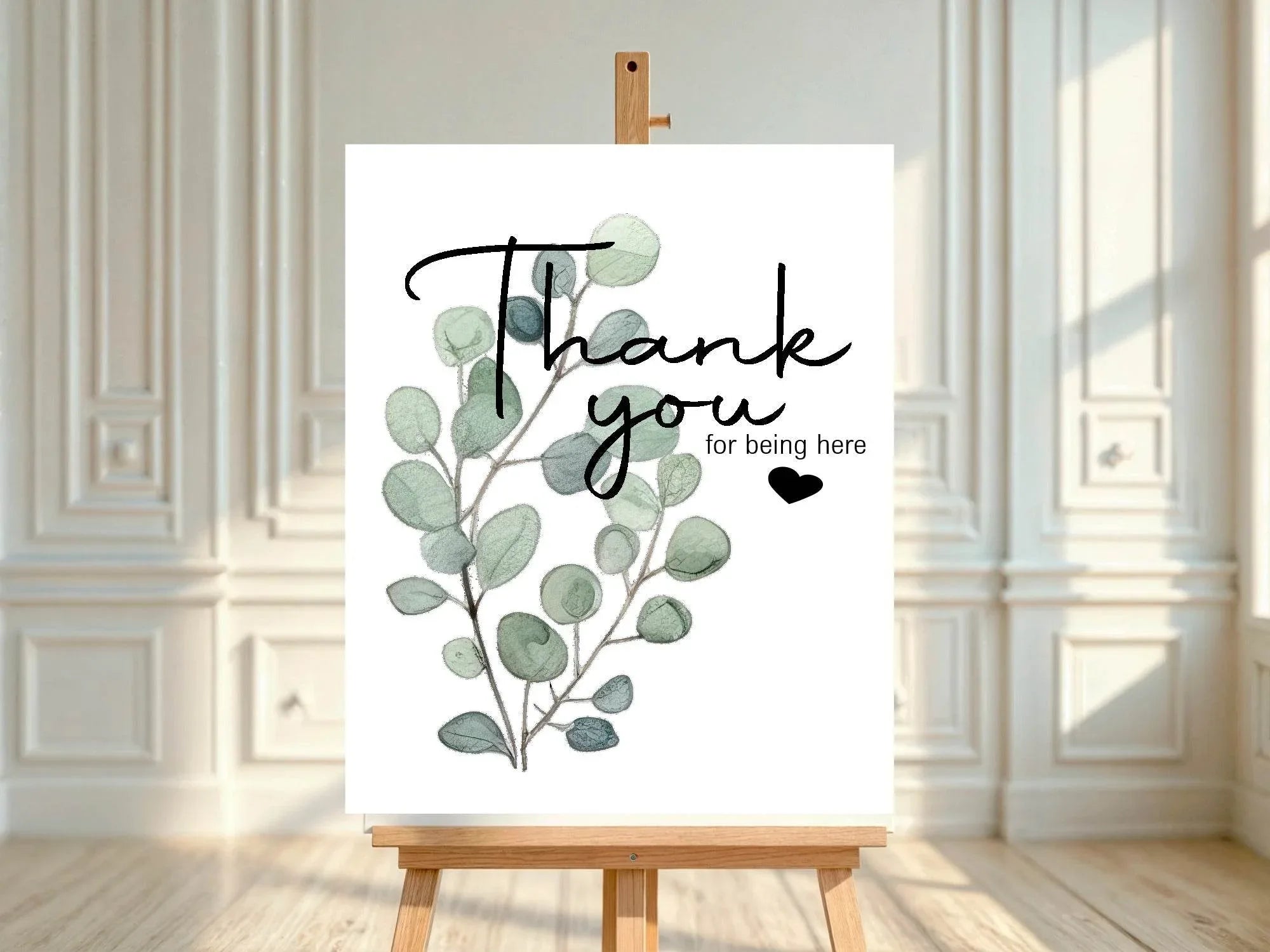 Eucalyptus Thank You Baby Shower Party Sign - Larosier Prints
