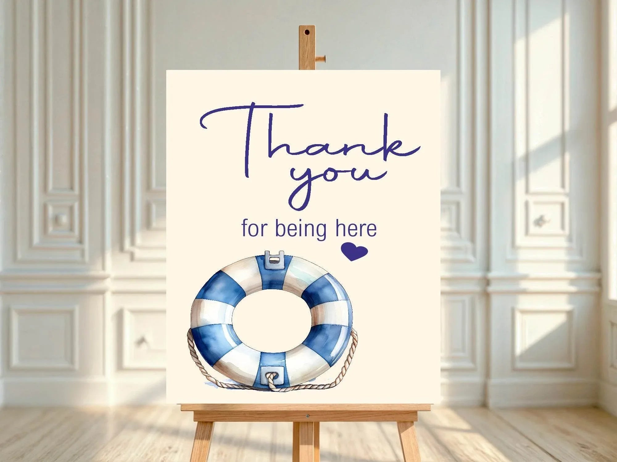 Nautical Thank You Baby Shower Party Sign - Larosier Prints