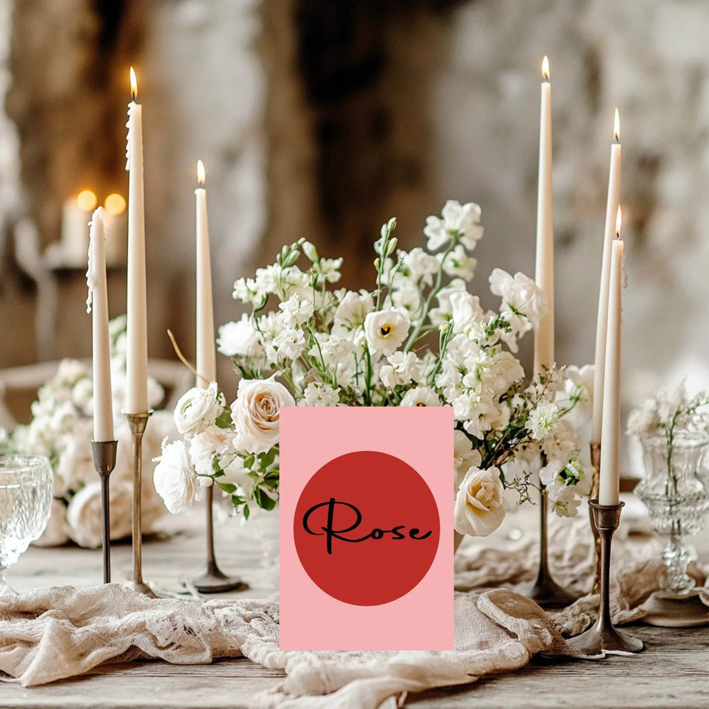 Red & Pink Pack of Table Names Wedding Party Signs - Larosier Prints