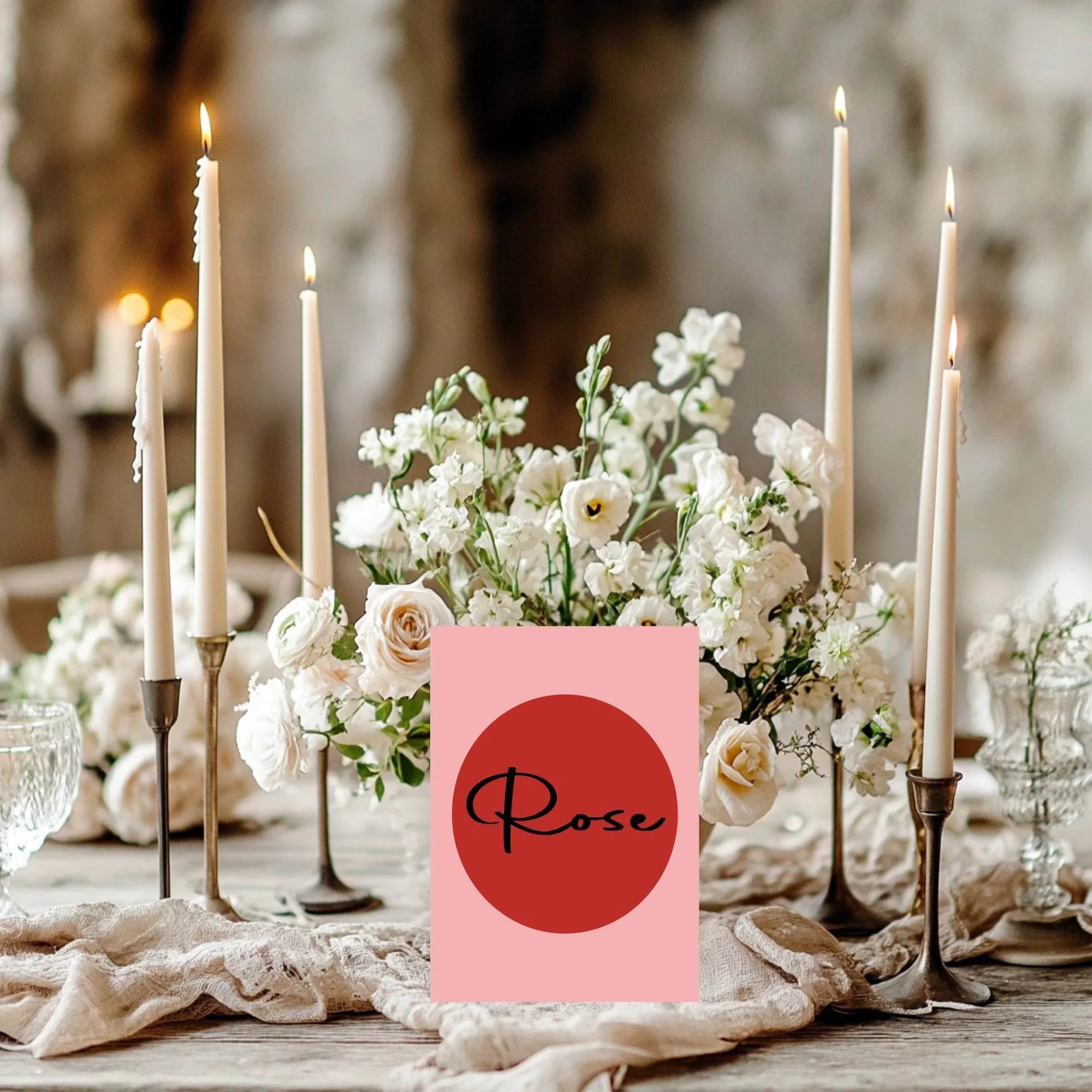 Red & Pink Pack of Table Names Wedding Party Signs - Larosier Prints