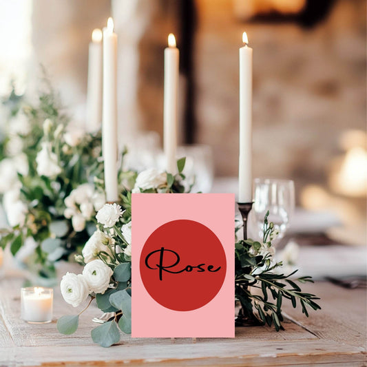 Red & Pink Pack of Table Names Wedding Party Signs