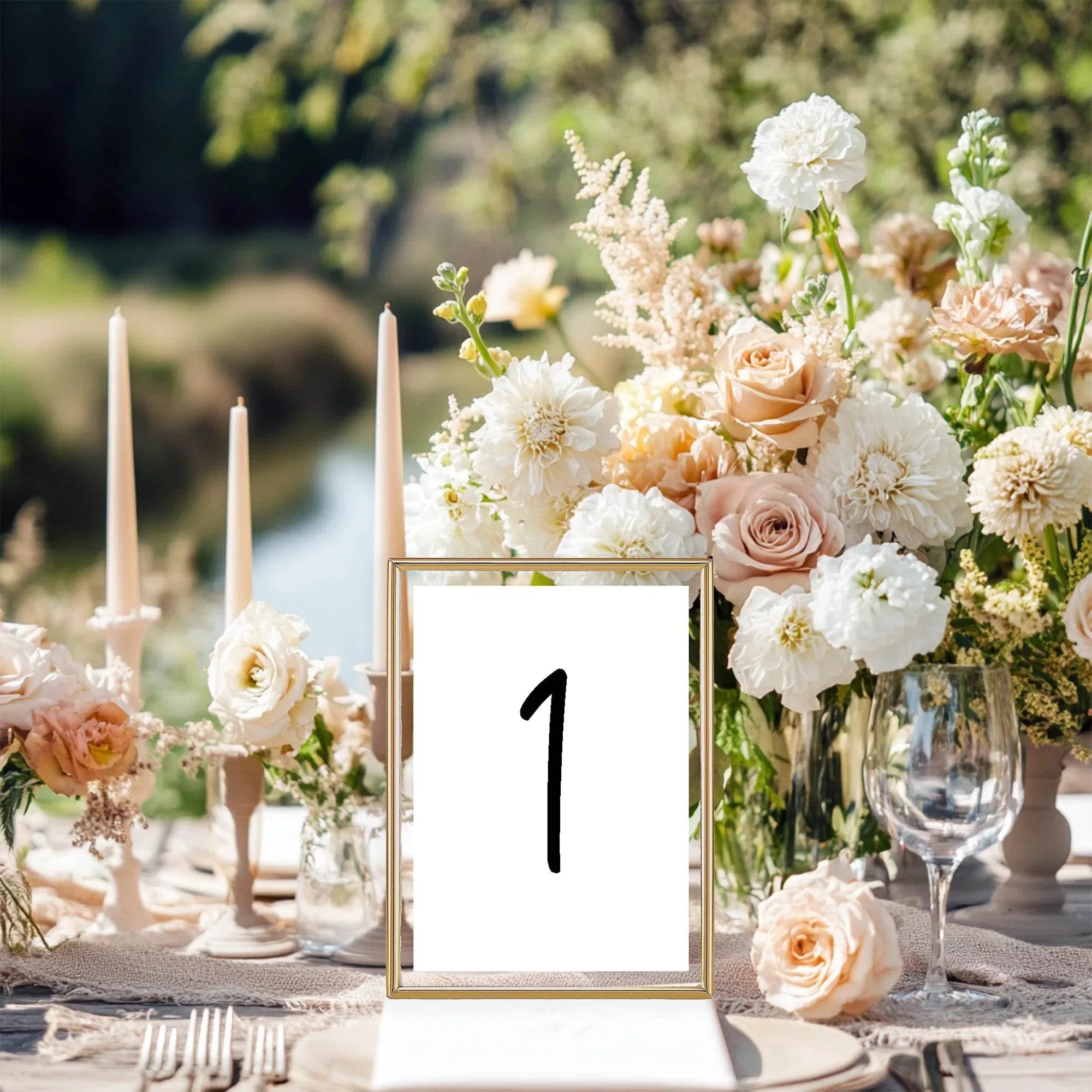 Minimalist Pack of Table Number Wedding Party Signs | A5 - Larosier Prints