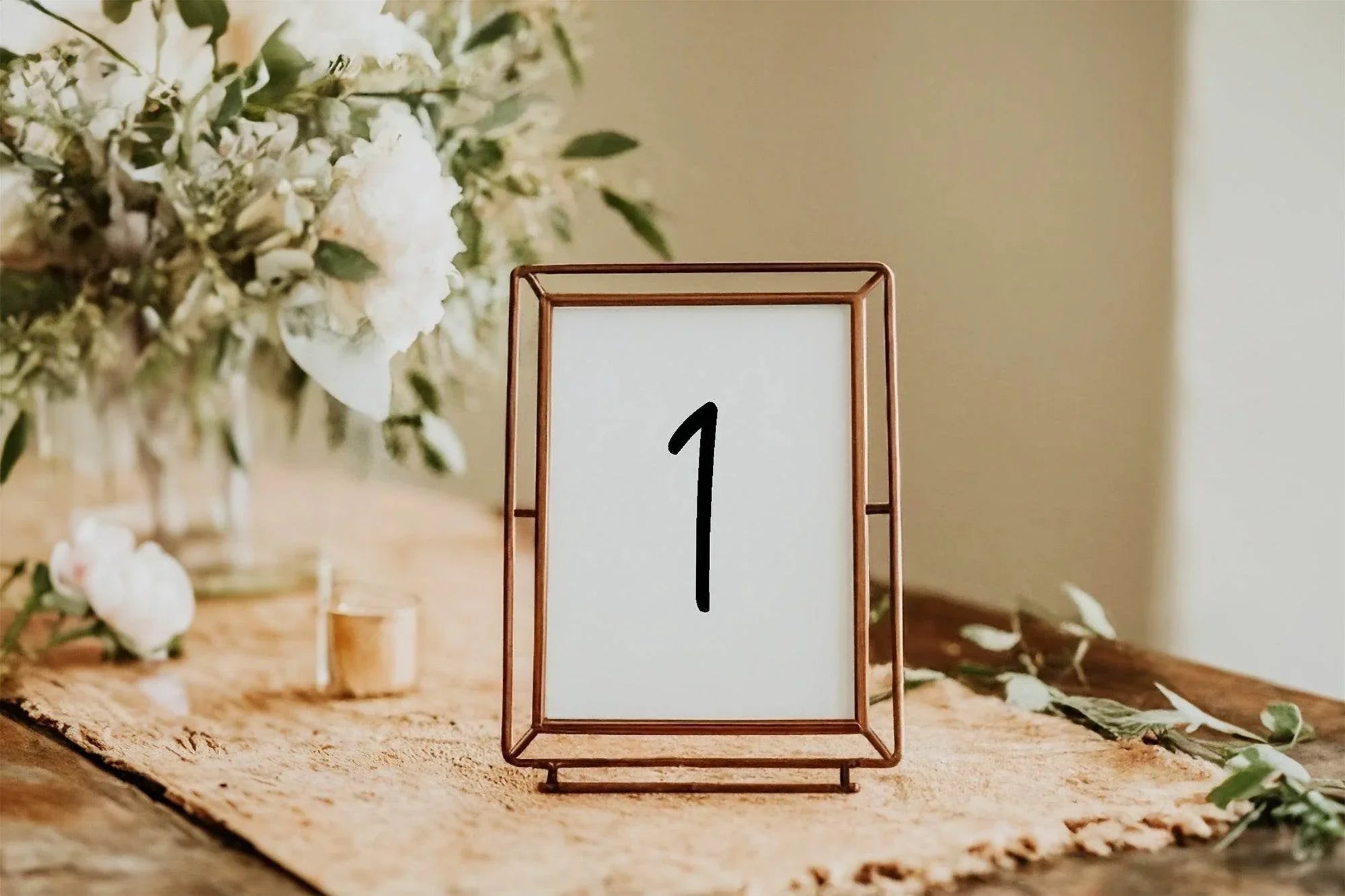 Minimalist Pack of Table Number Wedding Party Signs | A5 - Larosier Prints