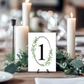 Green & White Rose Pack of Table Number Wedding Party Signs - Larosier Prints