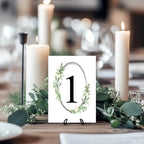 Green & White Rose Pack of Table Number Wedding Party Signs - Larosier Prints