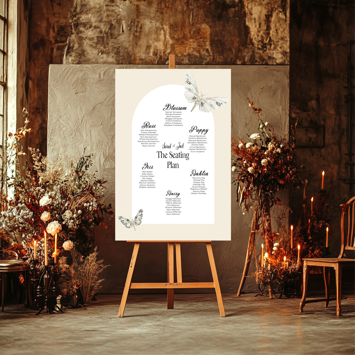 Dark Romance Vintage Moth Wedding Seating Plan | 5. Table Plan B