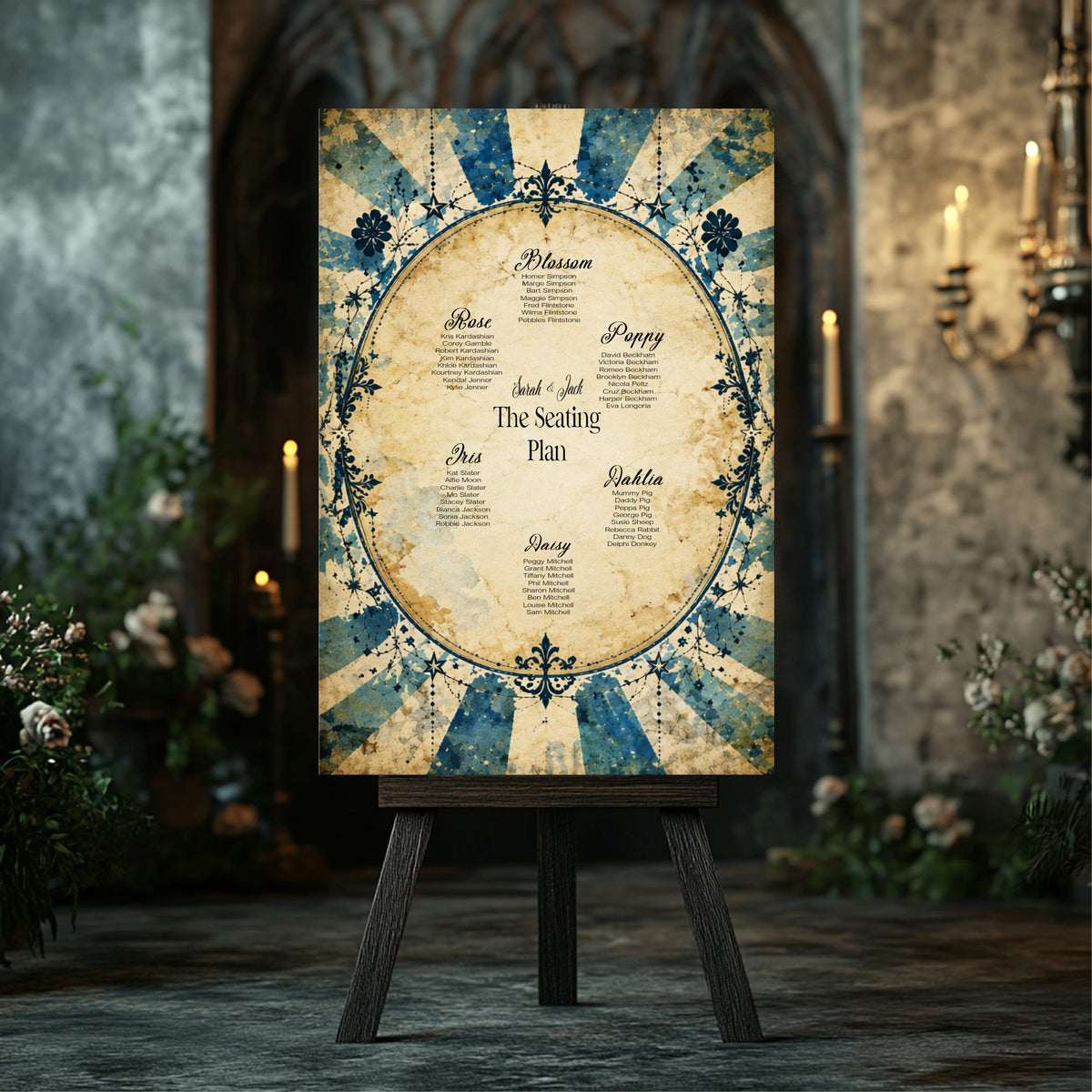 Gothic Circus Seating Plan wedding design
