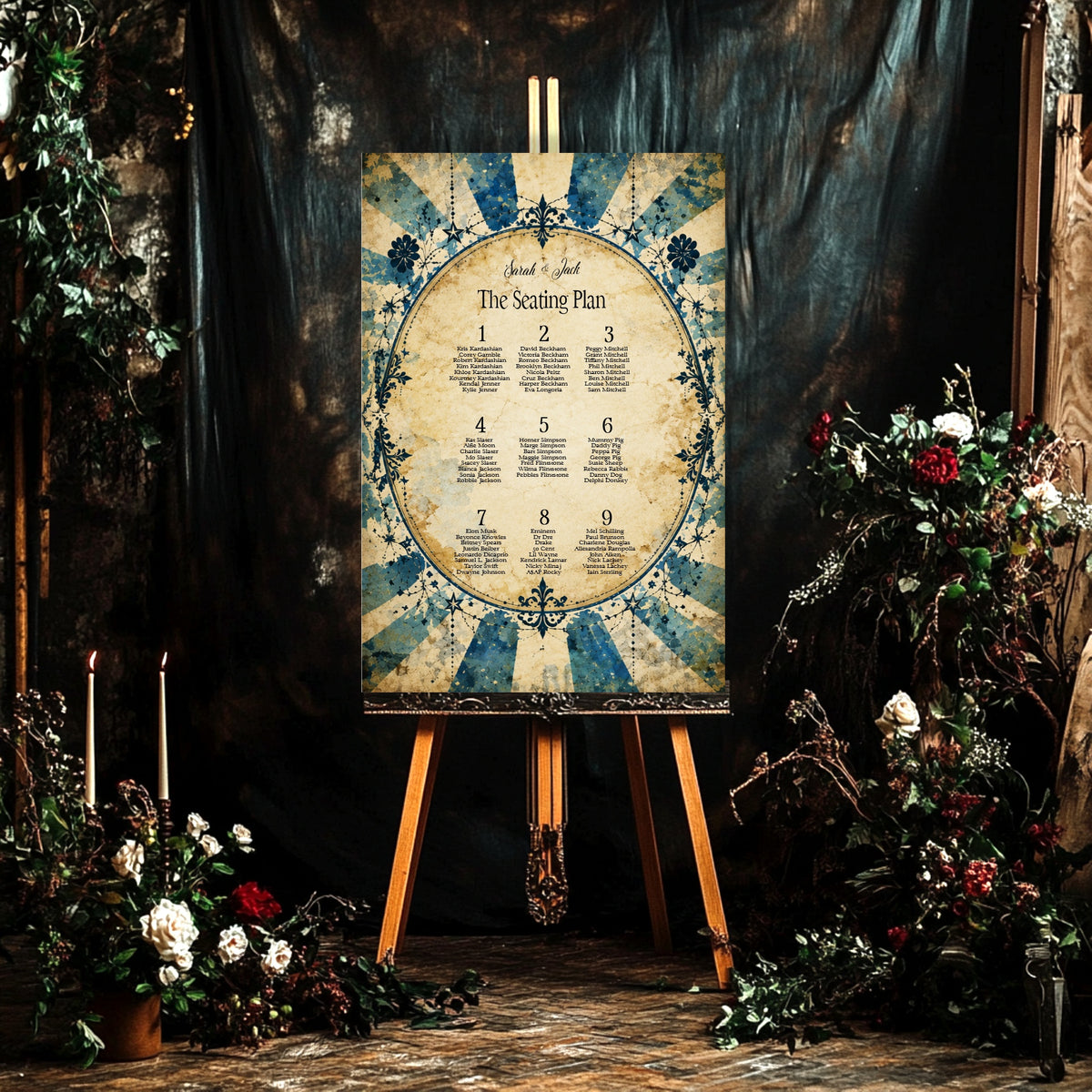 Gothic Circus Seating Plan wedding design