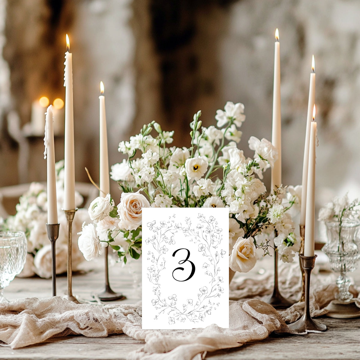 Black & White Floral Complete Wedding Sign Bundle