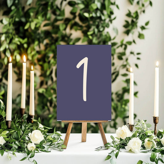 Sapphire Pack of Table Number Wedding Party Signs | A5