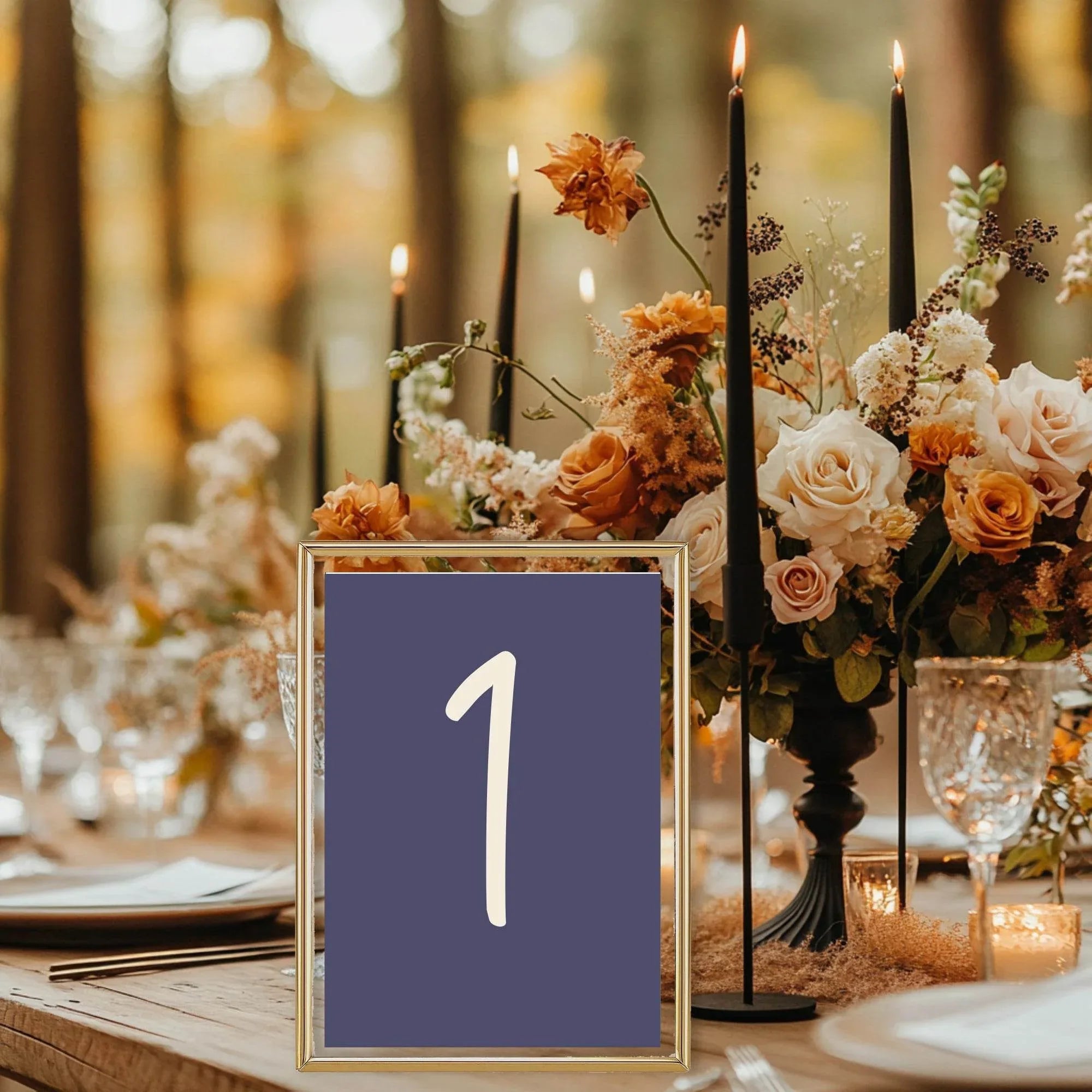 Sapphire Pack of Table Number Wedding Party Signs | A5 - Larosier Prints