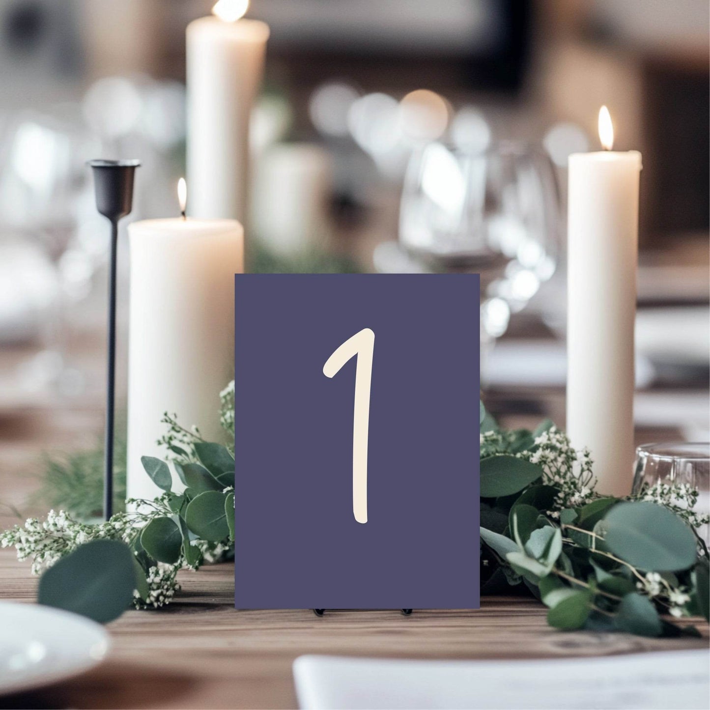 Sapphire Pack of Table Number Wedding Party Signs | A5