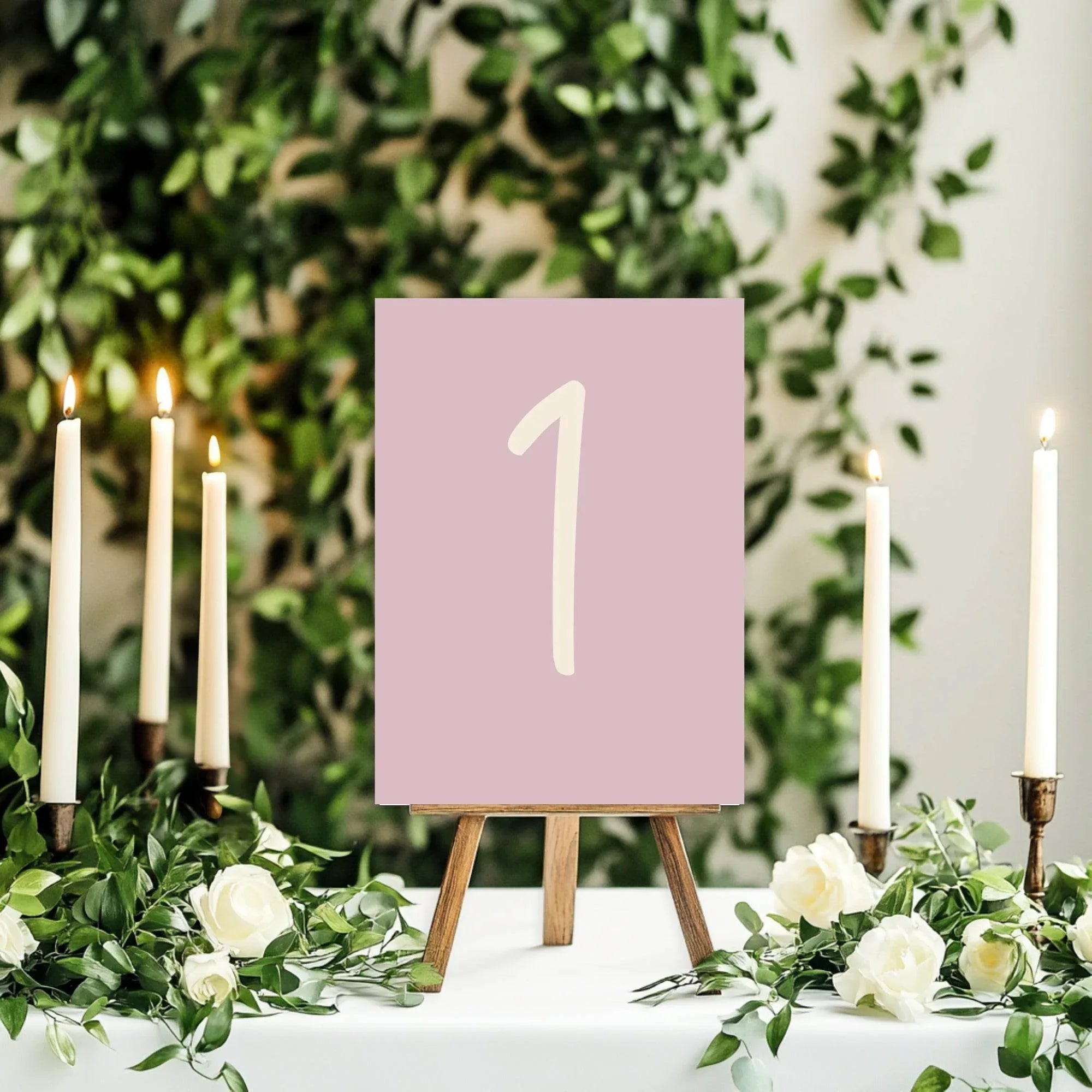 Dusky Pink Pack of Table Number Wedding Party Signs | A5 - Larosier Prints