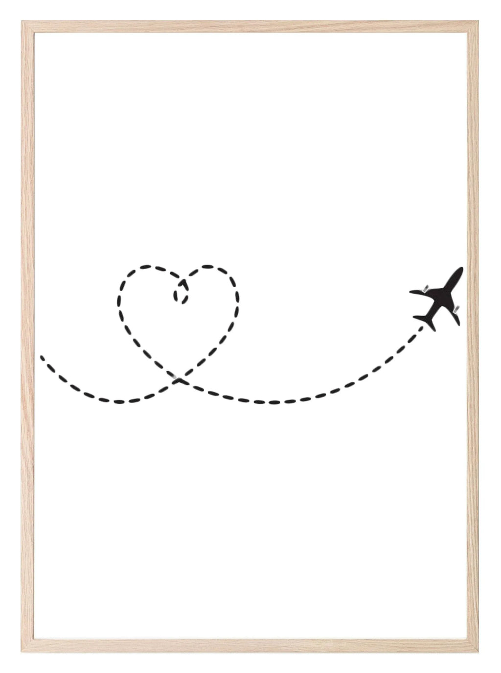 Aeroplane Love Line Art Print | Travel Wall Art - Larosier Prints