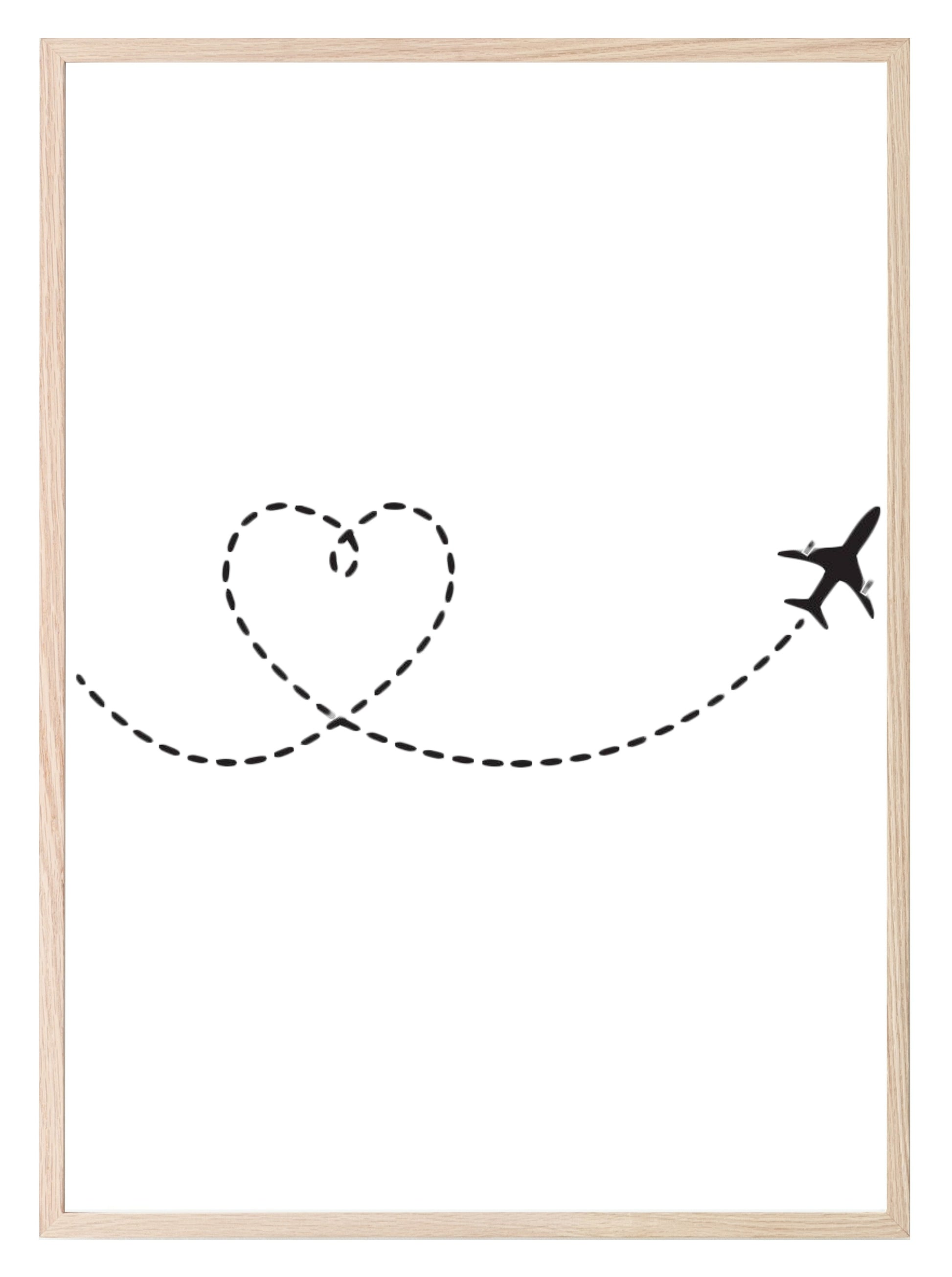 Aeroplane Love Line Art Print | Travel Wall Art