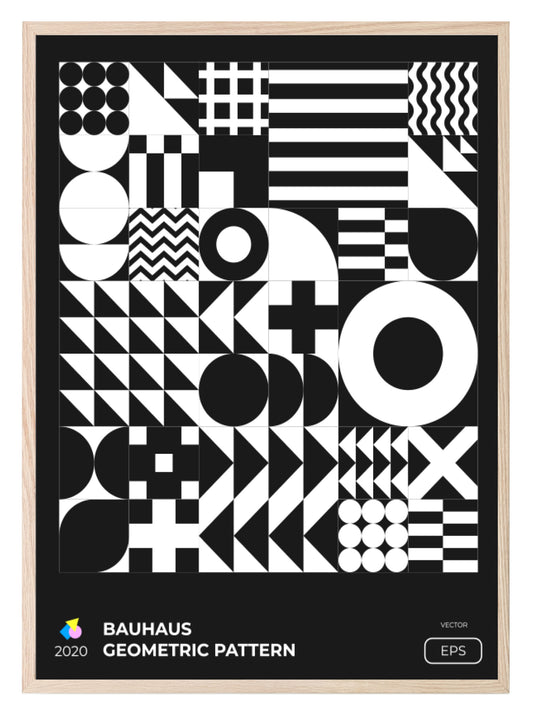 Set Of 4 Bauhaus Inspired Geo Prints | Modern Monochrome Wall Art