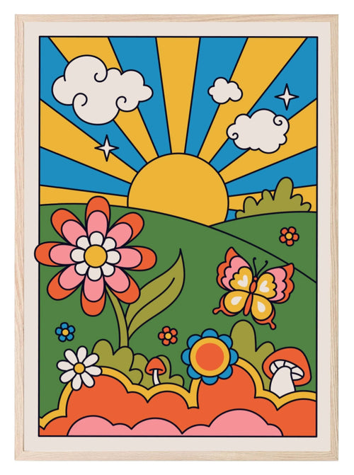 70's Inspired Sunshine Print | Bright Wall Art - Larosier Prints