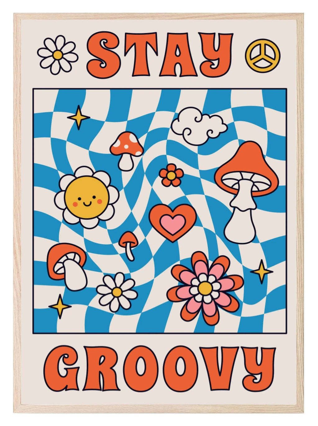 70's Inspired Stay Groovy Print | Fun Bright Wall Art - Larosier Prints